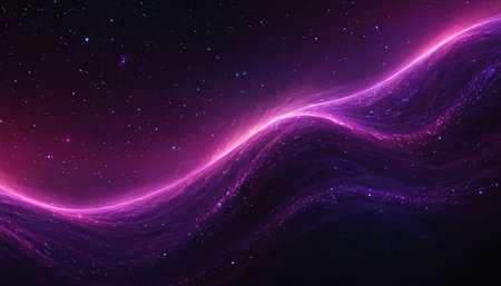 Purple wavy galaxy with stars and nebula. Vector illustration.の素材