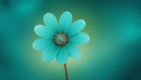 Beautiful blue flower on a green background. Floral background.の素材