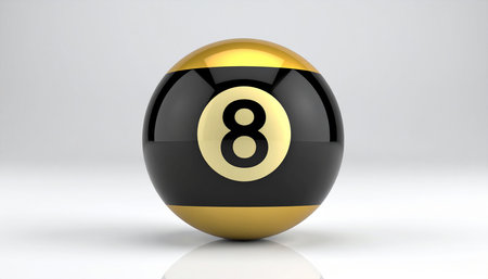 Billiard ball number 8. Black and yellow. 3D renderingの素材