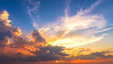 Cloudscape, Colored Clouds at Sunset near the Ocean in a Colorful Skyの素材