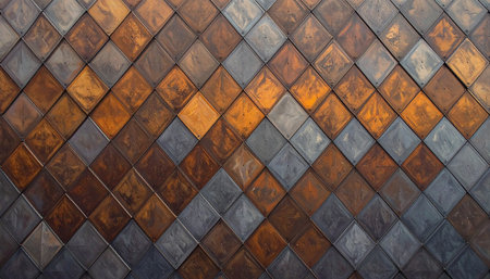 Background of brown and black ceramic mosaic tiles wall texture pattern background.の素材