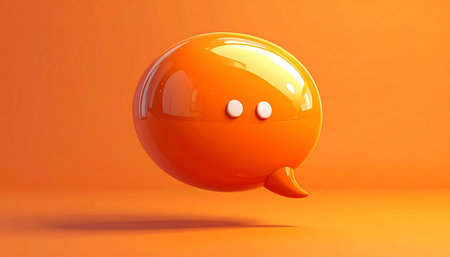 3d render of speech bubble isolated on orange background. Chat iconの素材