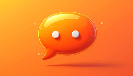 Illustration of orange chat bubble on orange background. Vector illustration.の素材