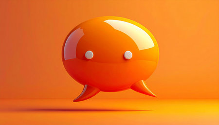 3D Illustration of a Speech Bubbles on an Orange Backgroundの素材