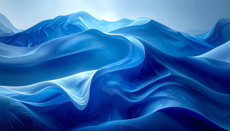 Abstract blue background with waves. 3d rendering, 3d illustration.の素材