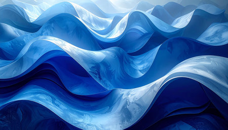 Abstract blue wavy background. 3d rendering, 3d illustration.の素材