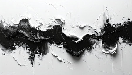 Black and white paint brush strokes on white background. Abstract background.の素材
