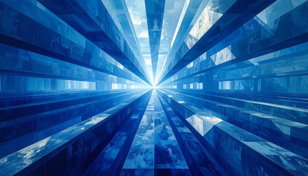 3D rendering of abstract technology digital hi-tech background. Concept of virtual reality.の素材