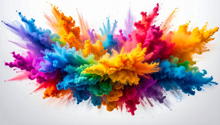 Colorful explosion of paint isolated on white background. Abstract background.の素材