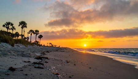 Sunset on the beach in Laguna Beach, California, USAの素材
