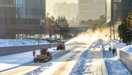 Snow removal in Sapporo. Sapporo is the capital of Hokkaido, Japan.の素材