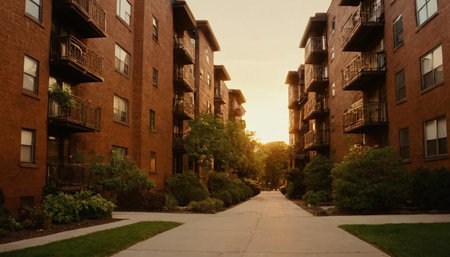 A view of a residential area in New York City, USA.の素材