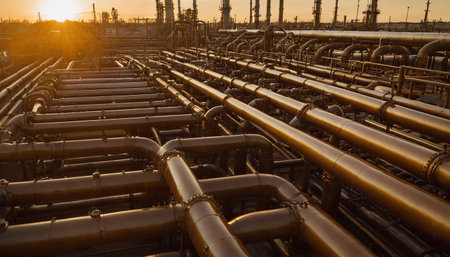 Pipeline in oil refinery, petrochemical plant, petrochemical industryの素材