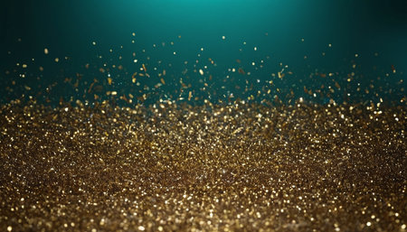 golden glitter vintage lights background. gold and blue. de focusedの素材