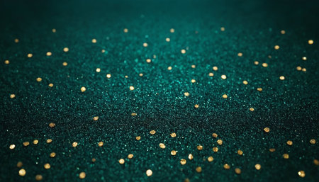 green glitter vintage lights background. gold and black. defocused.の素材
