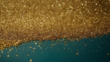 golden glitter texture abstract background for birthday, anniversary, wedding, new year eve or Christmas.の素材
