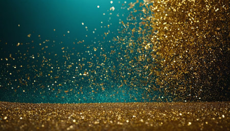 golden glitter vintage lights background. gold and blue. de focusedの素材