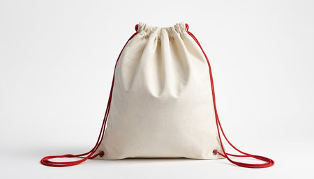 3d rendering of a white canvas bag with red rope on white backgroundの素材