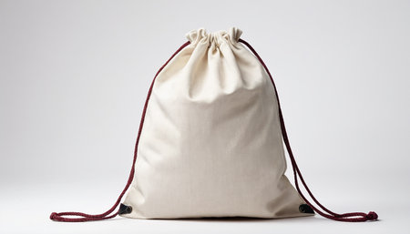 White canvas bag isolated on white background. Clipping path included.の素材