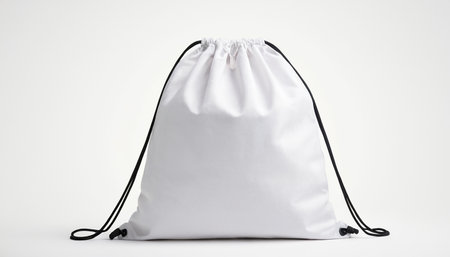 White bag with black laces isolated on white background. 3d renderingの素材