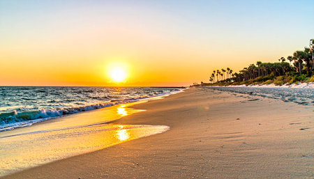 Beautiful sunset on the beach of Varadero, Cuba.の素材