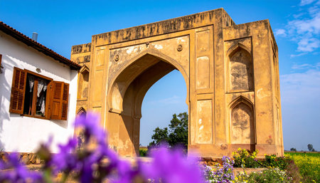 Gate of Humayun in Delhi, India. Humayun is a famous tourist attraction in Delhi.の素材