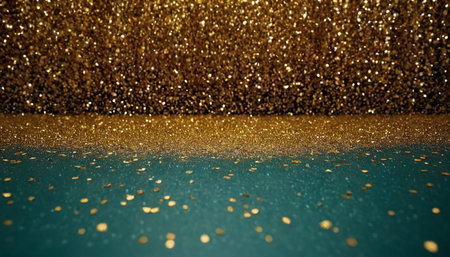 golden glitter vintage lights background. gold and blue. de focusedの素材