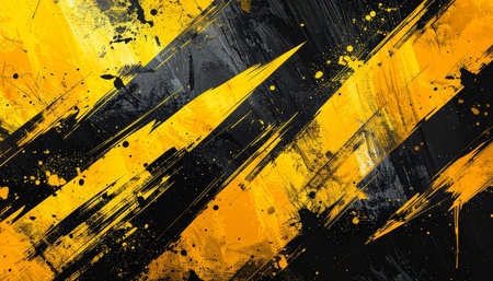 Grunge background with black and yellow stripes. Vector illustration.の素材