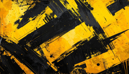 Grunge black and yellow abstract background. Texture of oil paintの素材