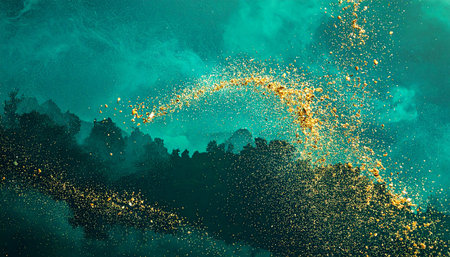 3d rendering of a mountain landscape with a fire in the skyの素材