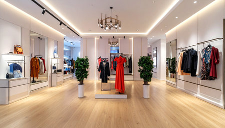 luxury and fashionable european different clothes shop interior design.の素材