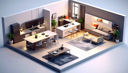 Modern interior of a living room. 3d render, 3d illustrationの素材