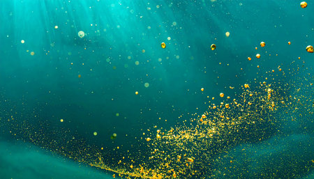 Underwater scene with bubbles and sun rays. Underwater background.の素材