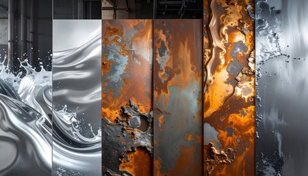3d illustration of abstract metal background for creative design looks like oil paintingの素材