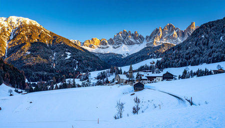Wonderful winter landscape in the Dolomites. Italy, Europe.の素材