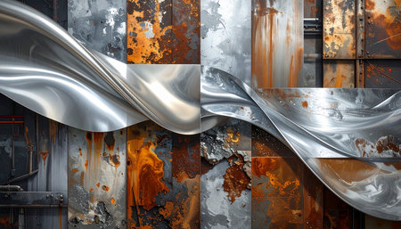 Rusty metal background. 3d rendering, 3d illustration.の素材