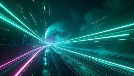 abstract fast speed motion in the tunnel. 3d render illustrationの素材