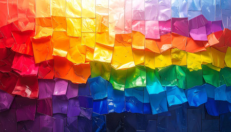 Rainbow origami paper lanterns in the shape of a rainbowの素材