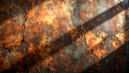 Rusty metal background with light and shadow. Old rusty metal textureの素材