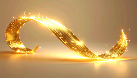 Abstract wavy background with golden lights. Vector illustration. Eps 10の素材