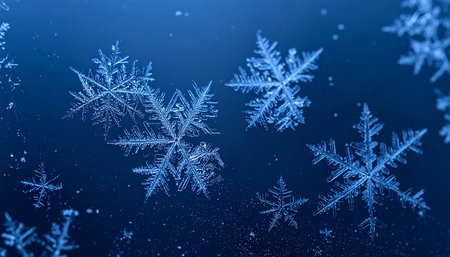 Snowflakes on a blue background. Christmas and New Year concept.の素材