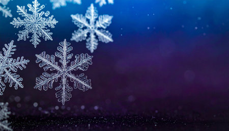 Snowflakes on black background. Christmas and New Year concept.の素材