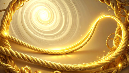 Golden rope background. 3d rendering, 3d illustration. Golden rope background.の素材
