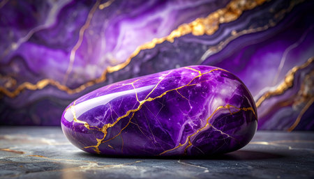 Purple agate gemstone on a dark background. 3d renderingの素材