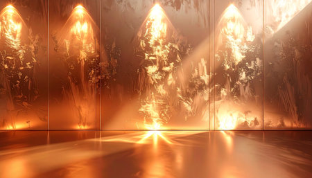 3d render, abstract background, empty stage with spotlights.の素材