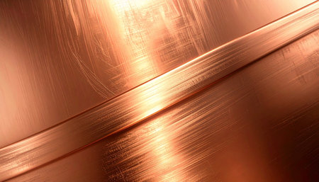 copper metal background or texture of brushed steel plate with reflections and shinyの素材