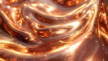 3d render, abstract metallic background, golden metallic background with waves.の素材
