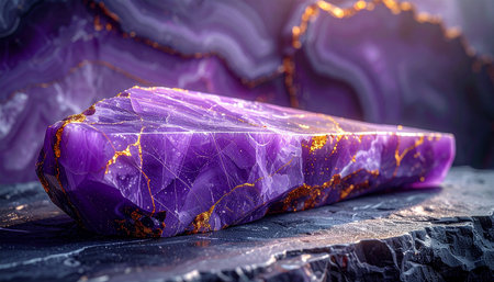 Luxury purple agate crystal on dark background. 3d renderingの素材
