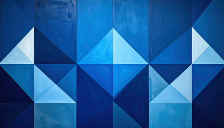 Abstract geometric background with blue and white triangles. 3d render illustrationの素材