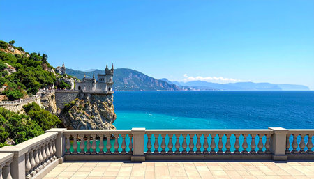 Castle on the background of the sea. Crimea. Ukraine.の素材